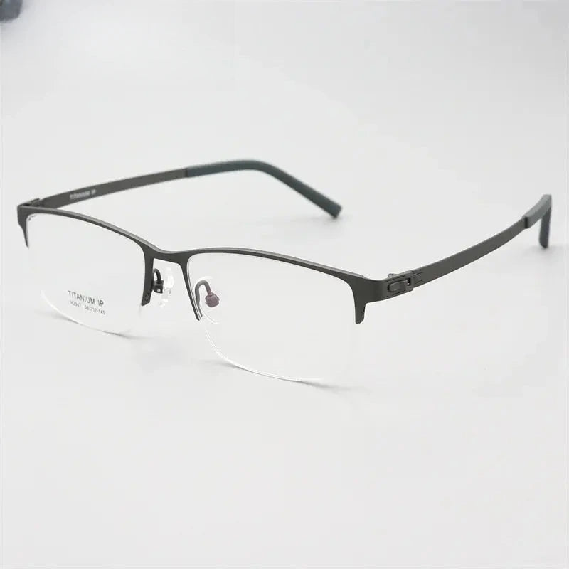 Men's Square Semi-Rimless Titanium Screwless Prescription Glasses 882347 — view 6 | Rx Spectacle