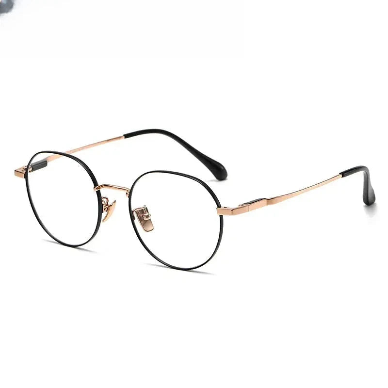 Women's Round Full Rim Titanium Flat Top Prescription Glasses 61008 — view 7 | Rx Spectacle