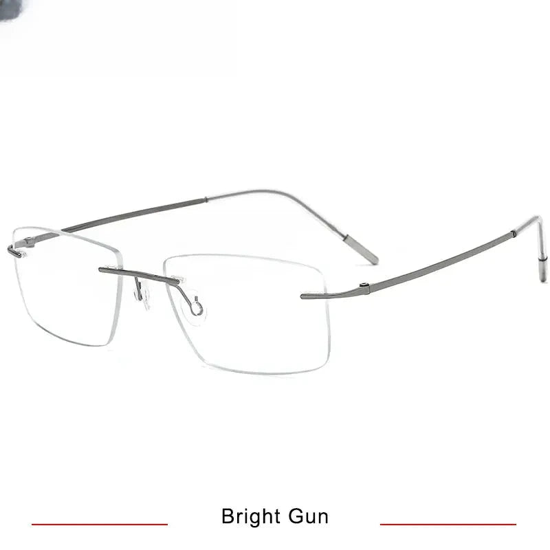 Unisex Square Rimless Titanium Screwless Prescription Glasses 66105 — view 6 | Rx Spectacle