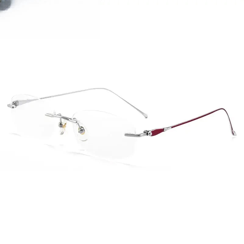 Women's Square Rimless Titanium Prescription Glasses 408145 — view 7 | Rx Spectacle