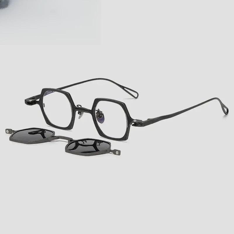 Unisex Polygon Full Rim Titanium Clip-On Prescription Glasses 1511 — view 9 | Rx Spectacle