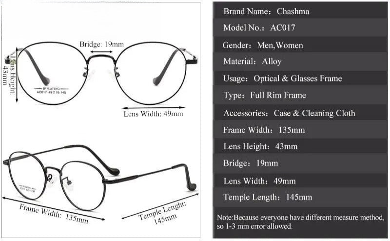 Unisex Oval Full Rim Stainless Steel Prescription Glasses A017 — view 14 | Rx Spectacle