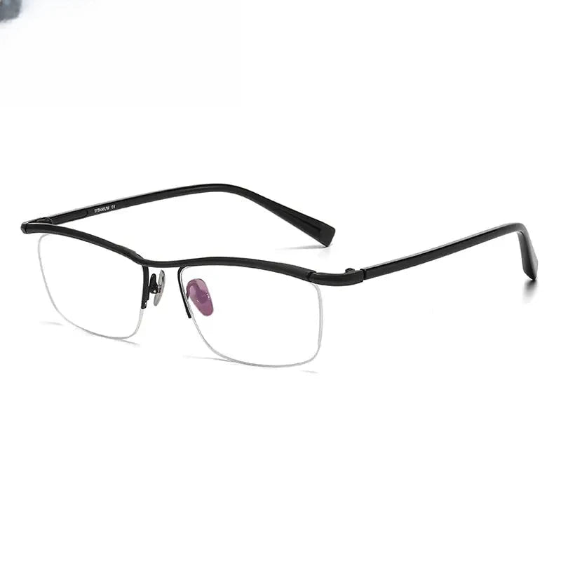 Men's Square Semi-Rimless Titanium Prescription Glasses 724876 — view 7 | Rx Spectacle