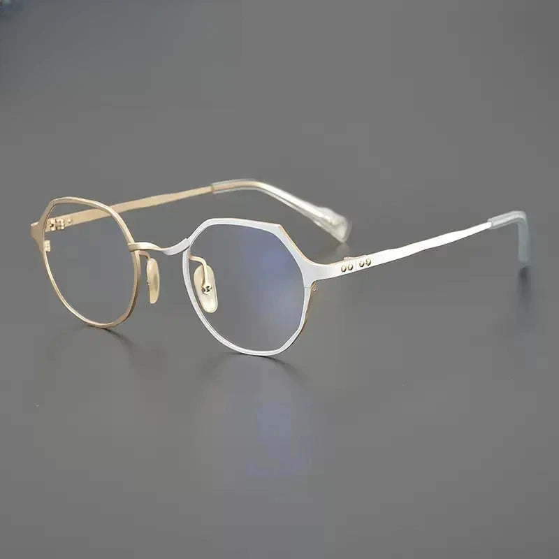 Unisex Round Full Rim Titanium Flat Top Prescription Glasses Gxyj1219 — view 8 | Rx Spectacle