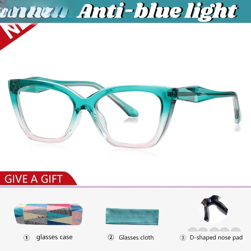Women's Cat Eye Full Rim Titanium Reading Glasses 97004 — view 8 | Rx Spectacle