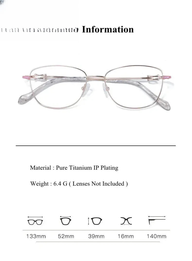 Women's Cat Eye Full Rim Titanium Prescription Glasses 8104 — view 11 | Rx Spectacle