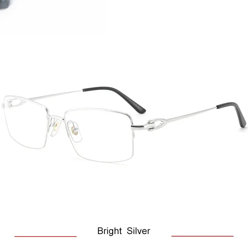 Men's Square Semi-Rimless Titanium Oversized Prescription Glasses 420319 — view 5 | Rx Spectacle