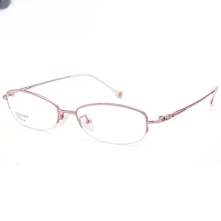 Women's Oval Semi-Rimless Titanium Prescription Glasses 48110 — view 6 | Rx Spectacle