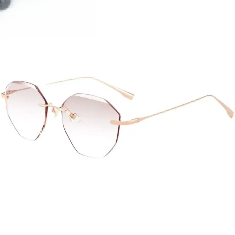 Women's Irregular Rimless Titanium Prescription Glasses 99219 — view 8 | Rx Spectacle
