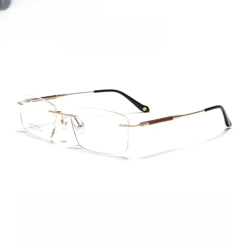 Unisex Square Rimless Titanium Prescription Glasses 799910 — view 4 | Rx Spectacle