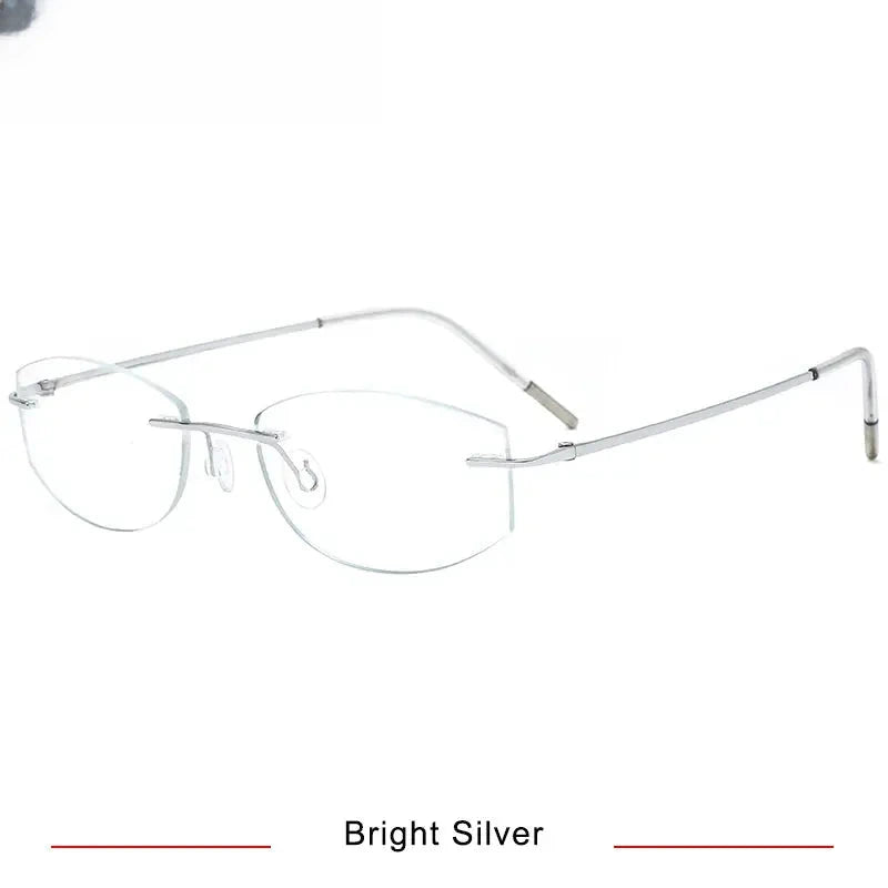 Women's Oval Rimless Titanium Screwless Prescription Glasses 62106 — view 6 | Rx Spectacle