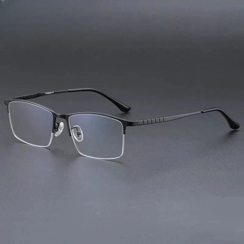 Men's Square Semi-Rimless Titanium Prescription Glasses 745002 — view 7 | Rx Spectacle