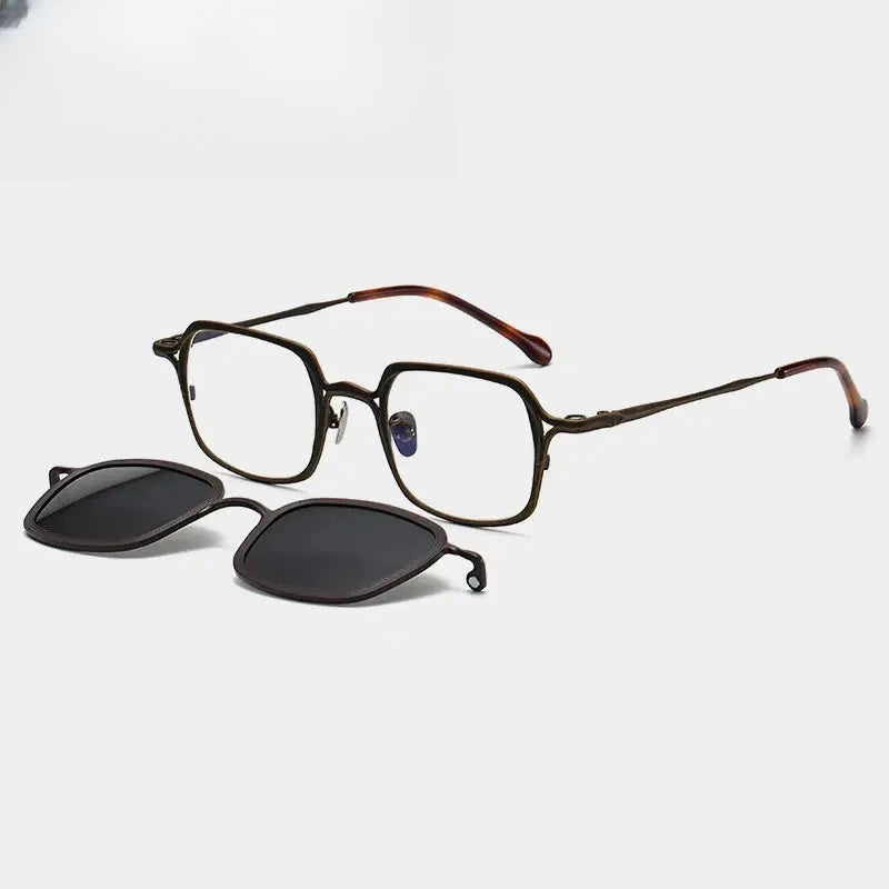 Unisex Square Full Rim Titanium Clip-On Prescription Glasses 885969 — view 6 | Rx Spectacle