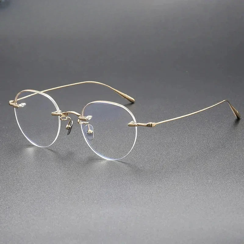 Women's Oval Semi-Rimless Titanium Prescription Glasses 61141 — view 8 | Rx Spectacle