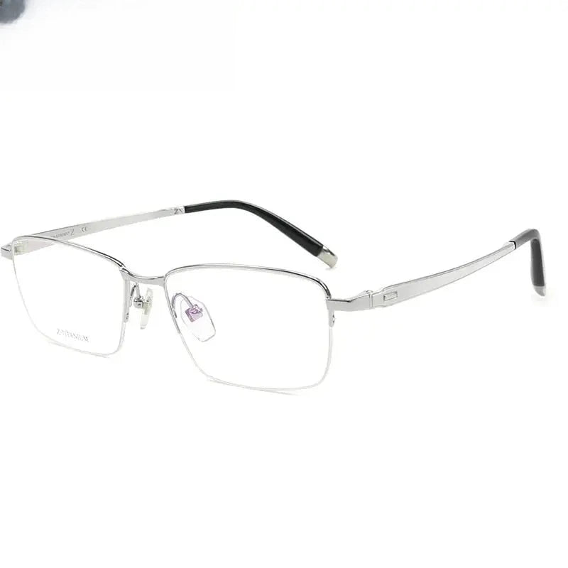 Men's Square Semi-Rimless Titanium Prescription Glasses 270226 — view 6 | Rx Spectacle