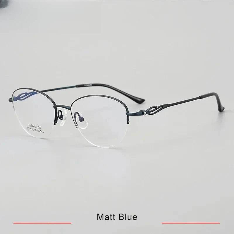 Unisex Oval Semi-Rimless Titanium Prescription Glasses 33001 — view 7 | Rx Spectacle