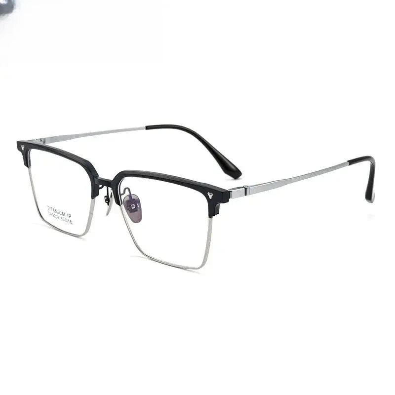 Unisex Square Full Rim Titanium Prescription Glasses 92084 — view 6 | Rx Spectacle