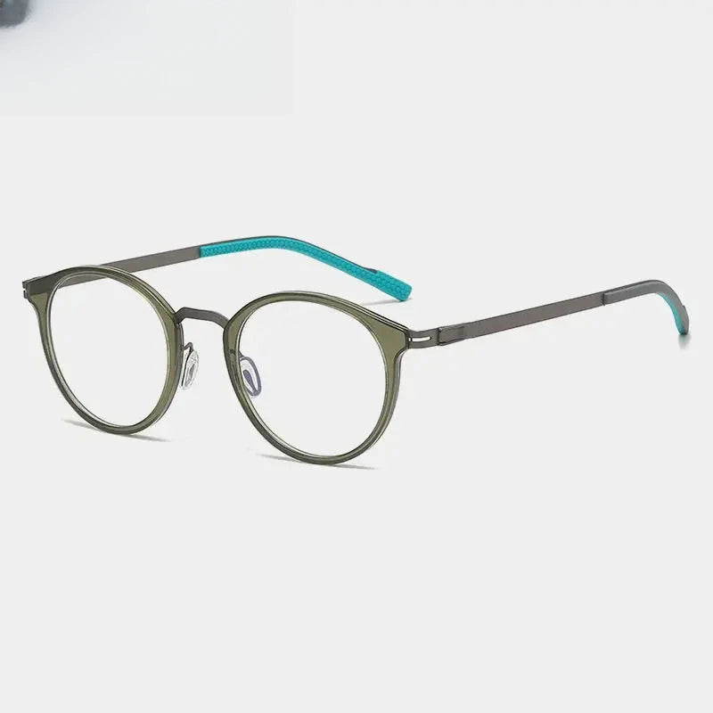 Unisex Round Full Rim Titanium Prescription Glasses 39606 — view 7 | Rx Spectacle