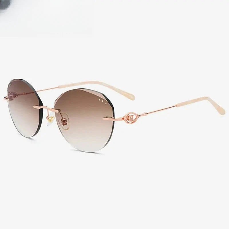 Women's Cat Eye Rimless Titanium Prescription Glasses 698170 — view 5 | Rx Spectacle