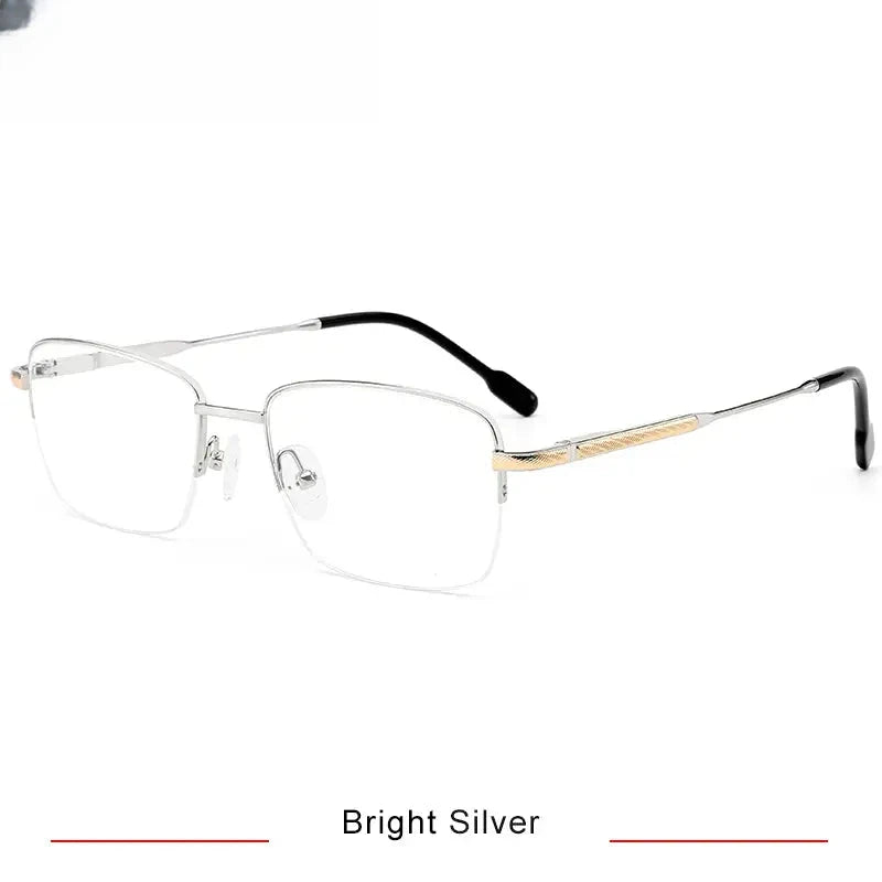 Men's Square Semi-Rimless Titanium Prescription Glasses 350027 — view 5 | Rx Spectacle