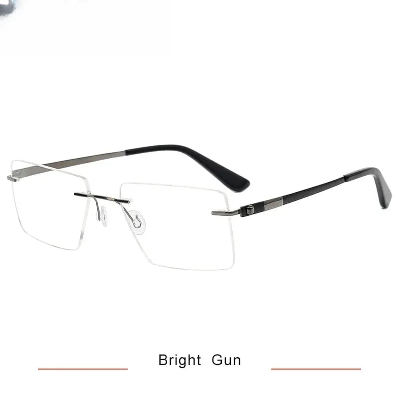 Unisex Square Rimless Titanium Screwless Prescription Glasses 95015 — view 5 | Rx Spectacle