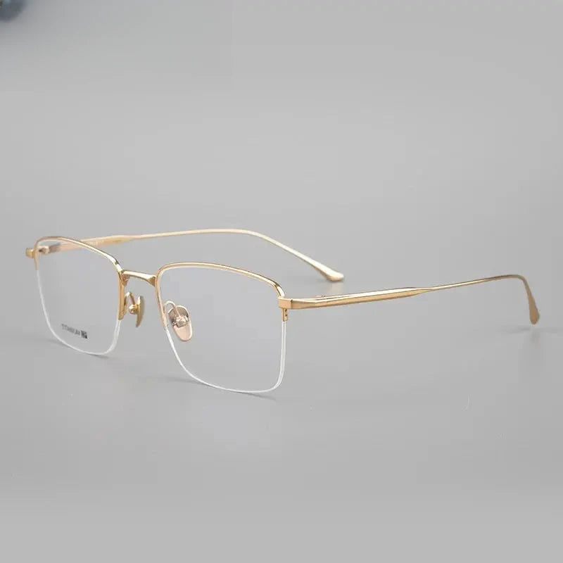 Men's Square Semi-Rimless Titanium Prescription Glasses 3812 — view 10 | Rx Spectacle