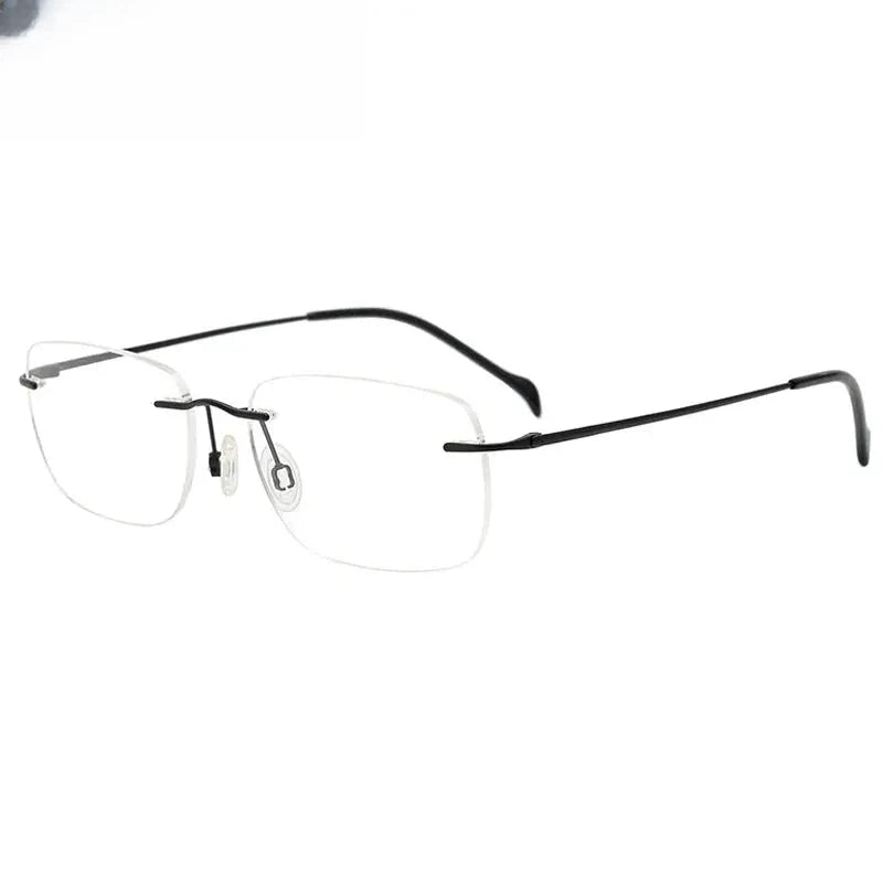 Unisex Square Rimless Titanium Prescription Glasses 416021 — view 7 | Rx Spectacle