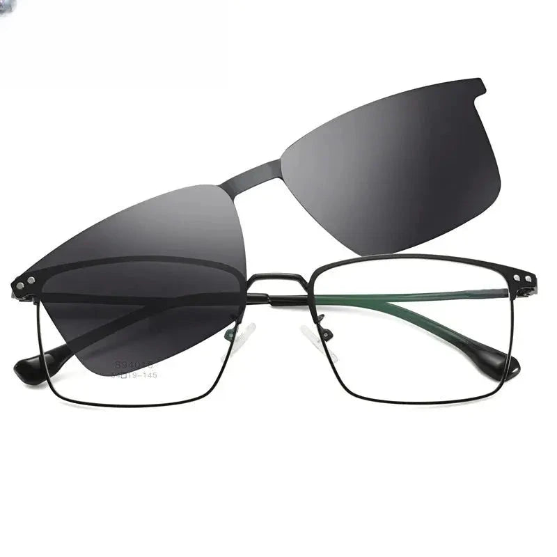 Men's Square Full Rim Alloy Clip-On Prescription Glasses 494016 — view 5 | Rx Spectacle
