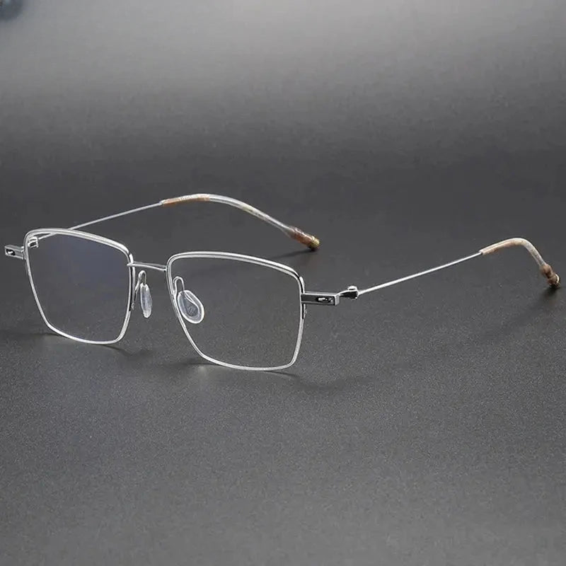 Unisex Square Semi-Rimless Titanium Prescription Glasses 202307 — view 8 | Rx Spectacle
