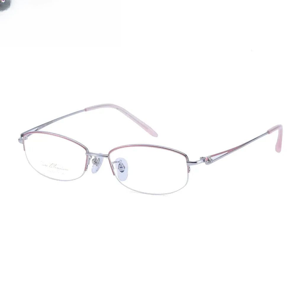Women's Oval Semi-Rimless Titanium Prescription Glasses 940664 — view 6 | Rx Spectacle