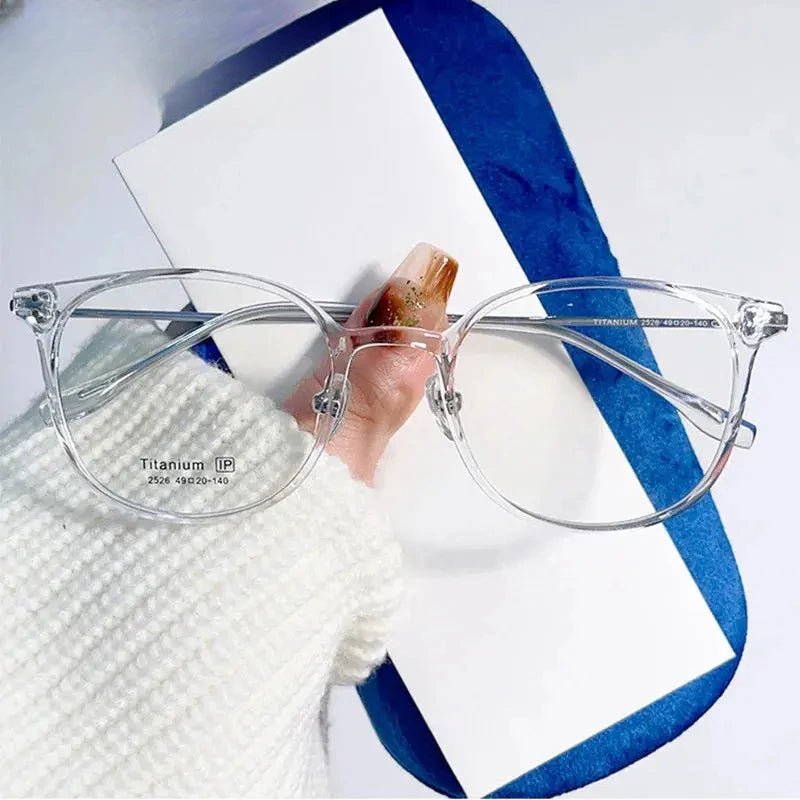 Women's Round Full Rim Titanium Prescription Glasses 402526 — view 8 | Rx Spectacle