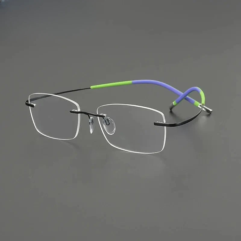 Unisex Square Rimless Titanium Prescription Glasses G85899 — view 9 | Rx Spectacle
