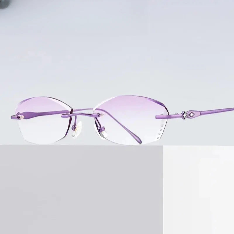 Women's Butterfly Rimless Titanium Prescription Glasses 698037 — view 7 | Rx Spectacle