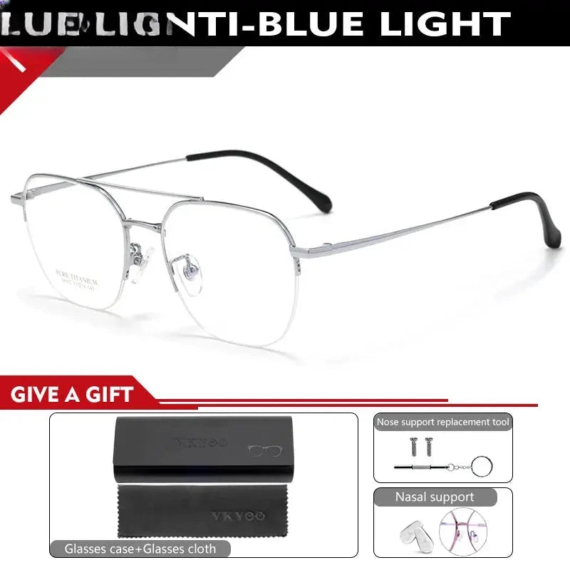 Unisex Square Full Rim Titanium Double Bridge Reading Glasses 517052 — view 6 | Rx Spectacle