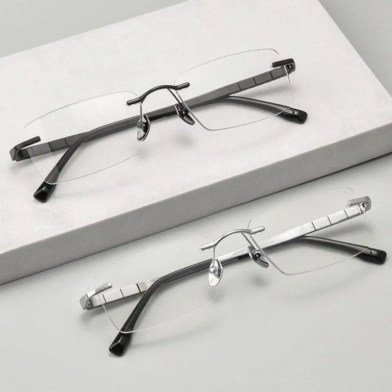 Men's Square Rimless Titanium Prescription Glasses F91092t — view 10 | Rx Spectacle