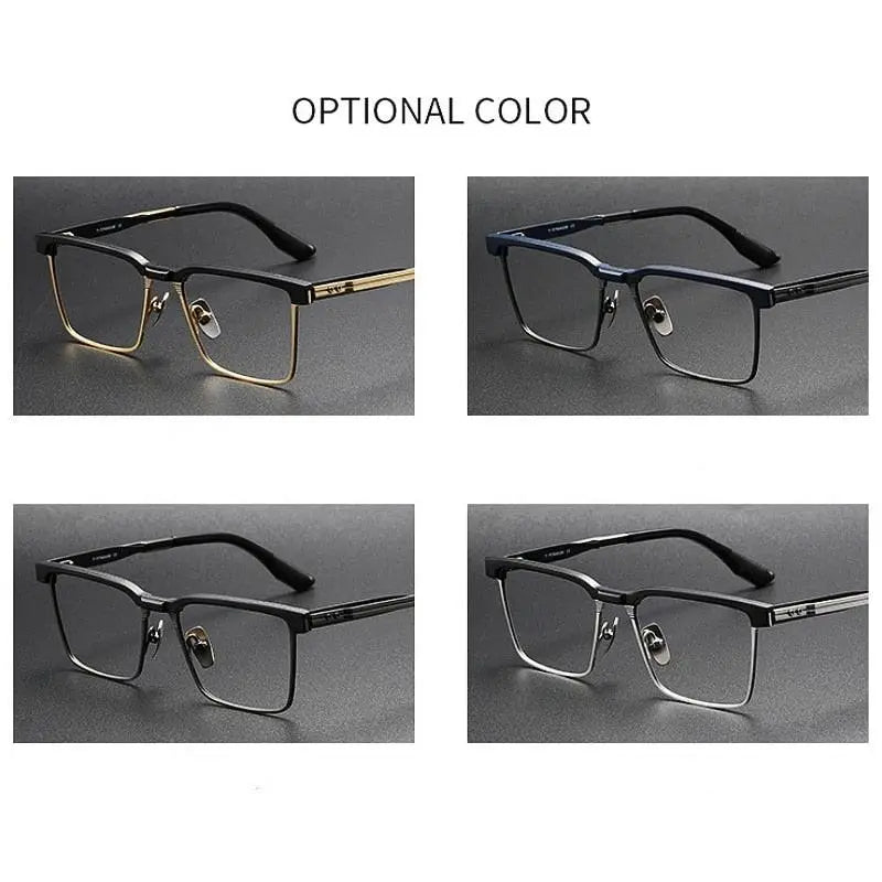 Men's Square Full Rim Titanium Prescription Glasses Dtx137 — view 10 | Rx Spectacle