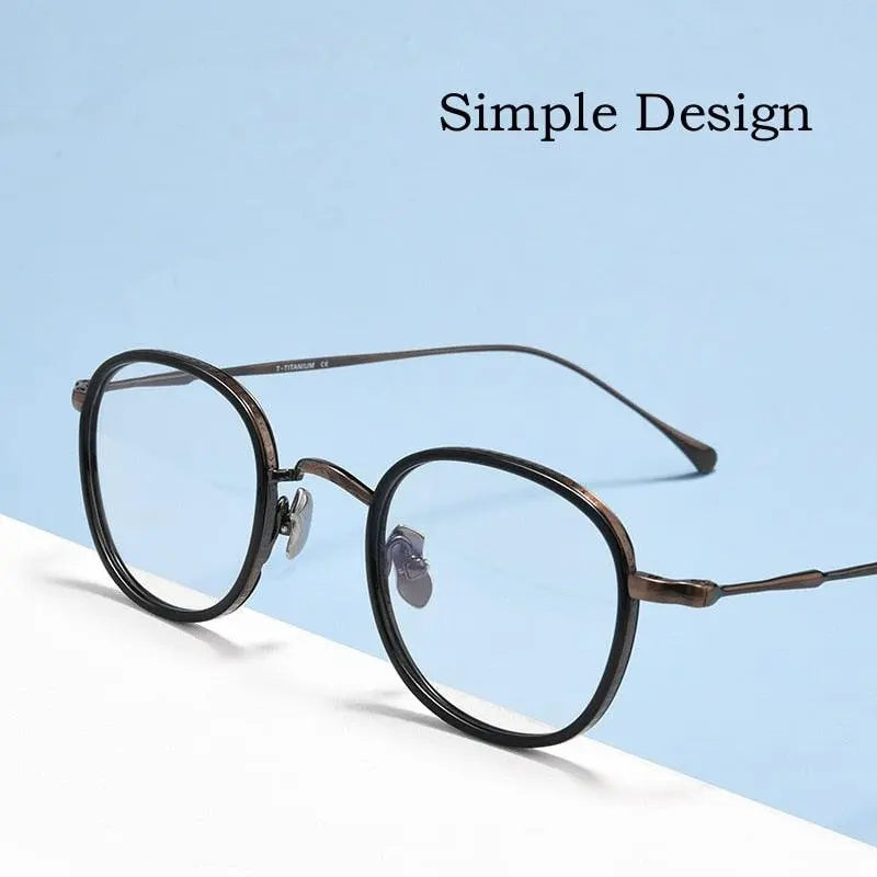 Unisex Square Full Rim Titanium Prescription Glasses Kmn137 — view 10 | Rx Spectacle