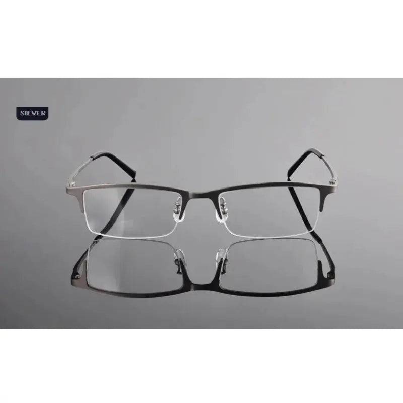 Men's Square Semi-Rimless Titanium Prescription Glasses 78906 — view 6 | Rx Spectacle