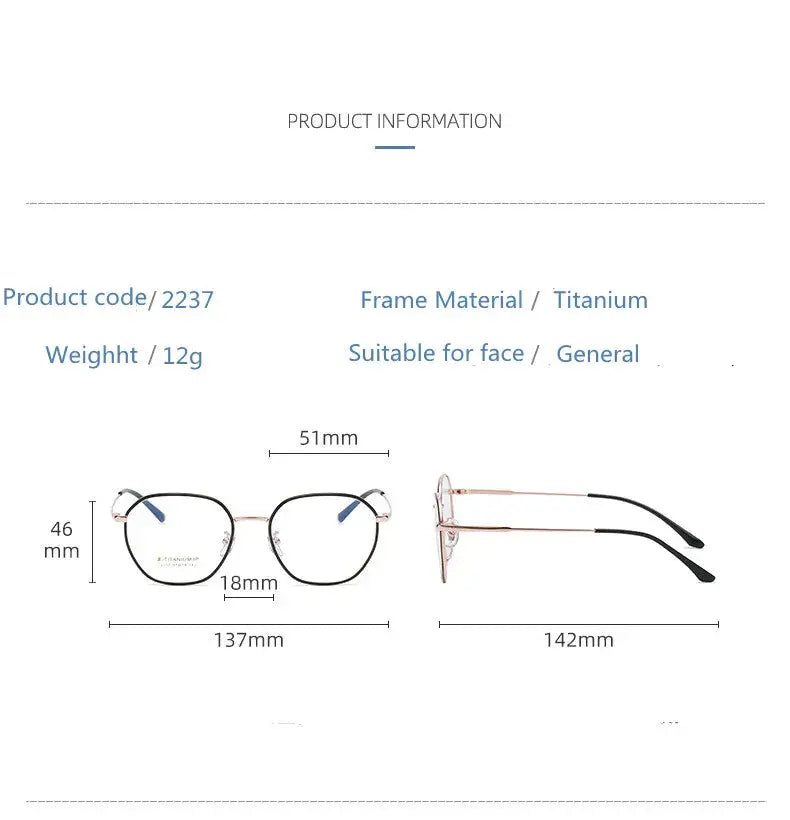 Unisex Polygon Full Rim Titanium Prescription Glasses 2237 — view 12 | Rx Spectacle