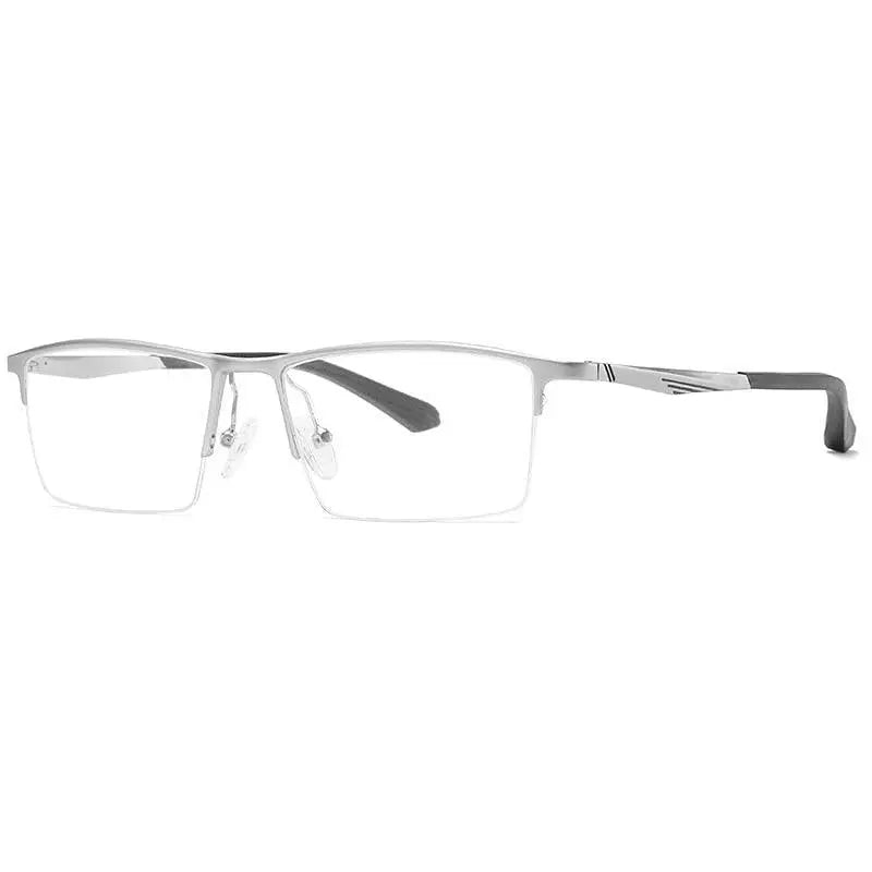 Men's Square Semi-Rimless Aluminum Prescription Glasses B2037 — view 11 | Rx Spectacle