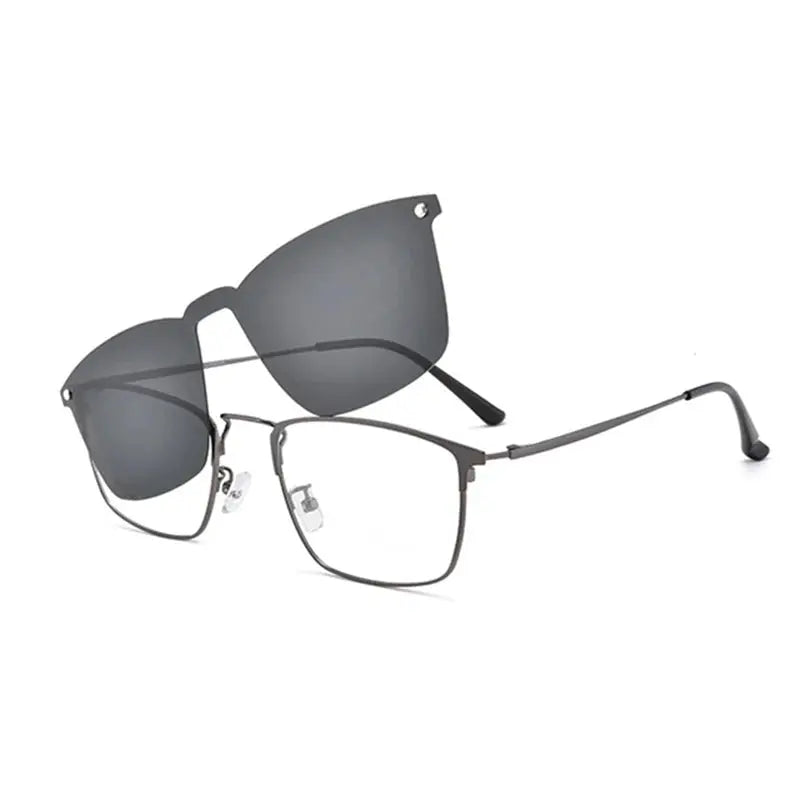 Unisex Square Full Rim Alloy Clip-On Prescription Glasses 94009 — view 4 | Rx Spectacle
