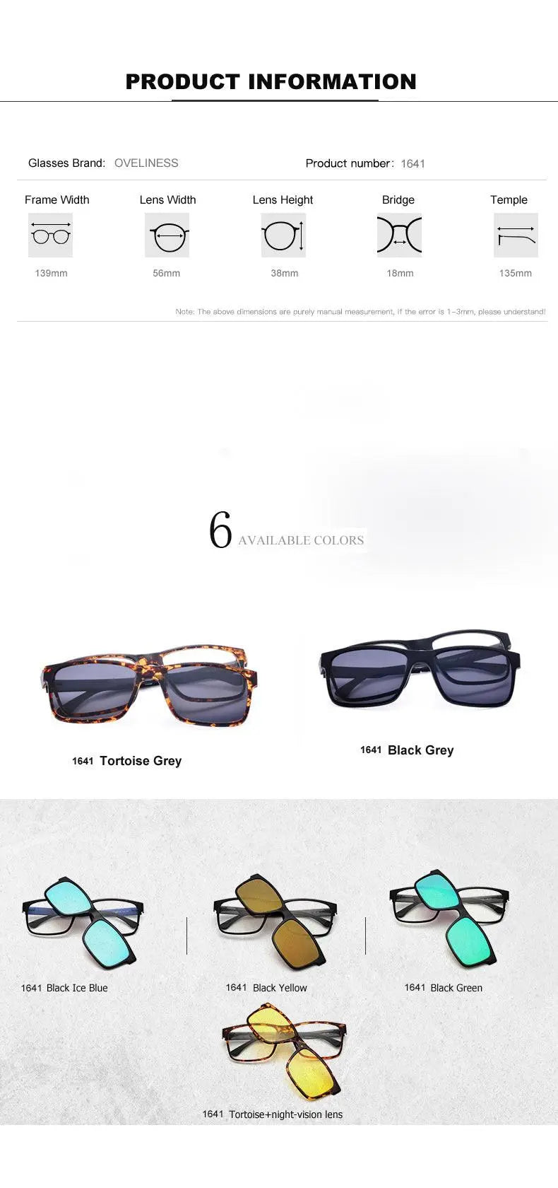 Unisex Square Full Rim Titanium Clip-On Prescription Glasses 1641 — view 30 | Rx Spectacle