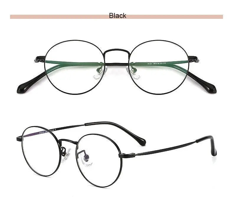 Unisex Round Full Rim Titanium Prescription Glasses 8123 — view 18 | Rx Spectacle