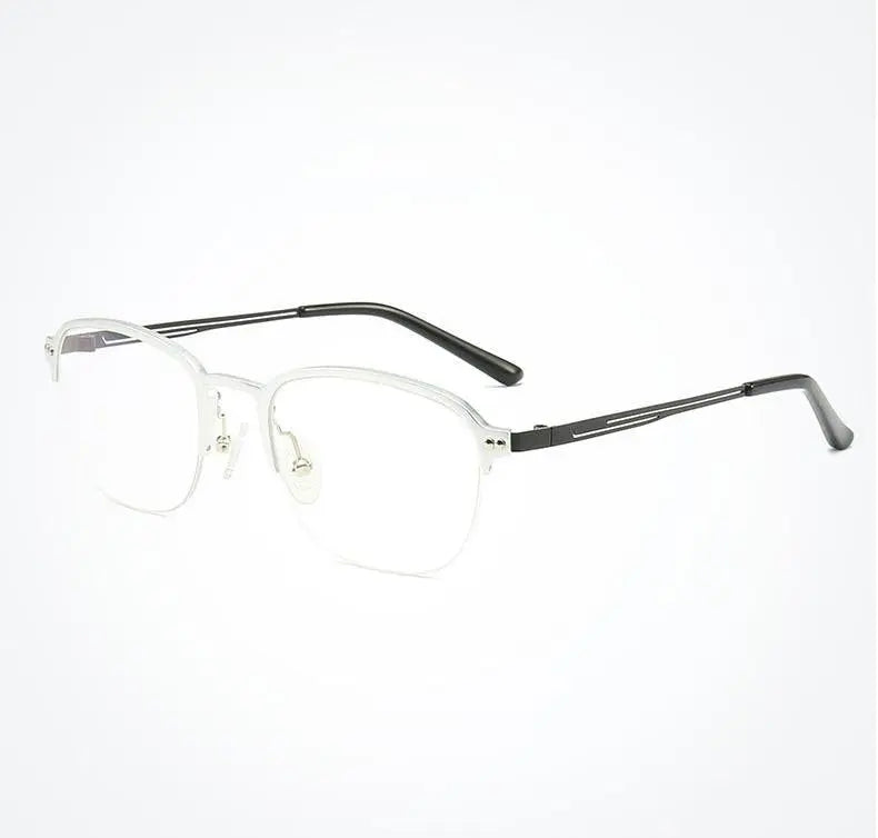 Unisex Square Semi-Rimless Titanium Prescription Glasses 6097 — view 22 | Rx Spectacle