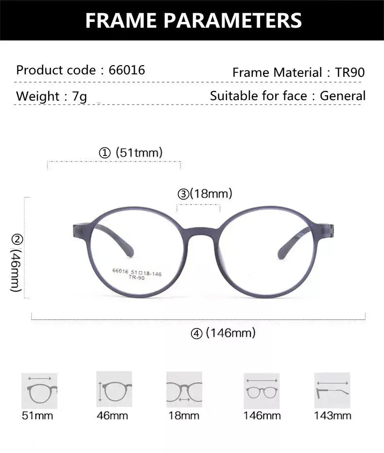 Unisex Round Full Rim TR90 Reading Glasses 66016 — view 9 | Rx Spectacle