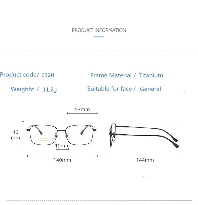 Unisex Square Full Rim Titanium Prescription Glasses 2320 — view 12 | Rx Spectacle