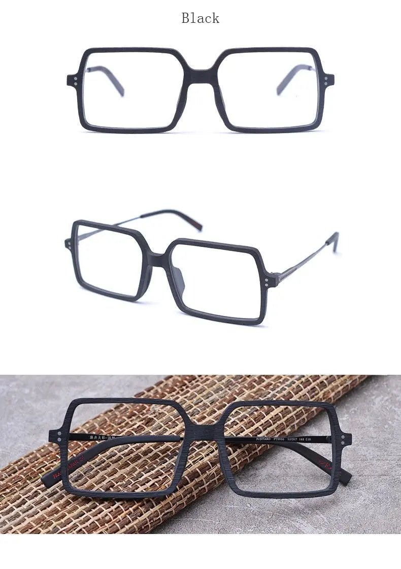 Unisex Square Full Rim Wood Oversized Prescription Glasses Ft8890 — view 11 | Rx Spectacle