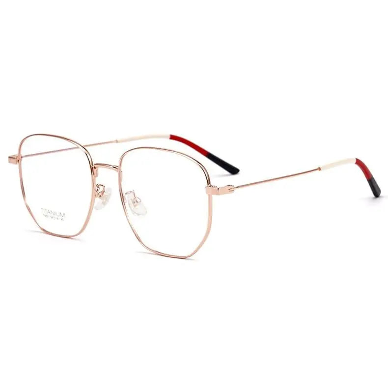 Unisex Polygon Full Rim Titanium Prescription Glasses T8821 — view 18 | Rx Spectacle