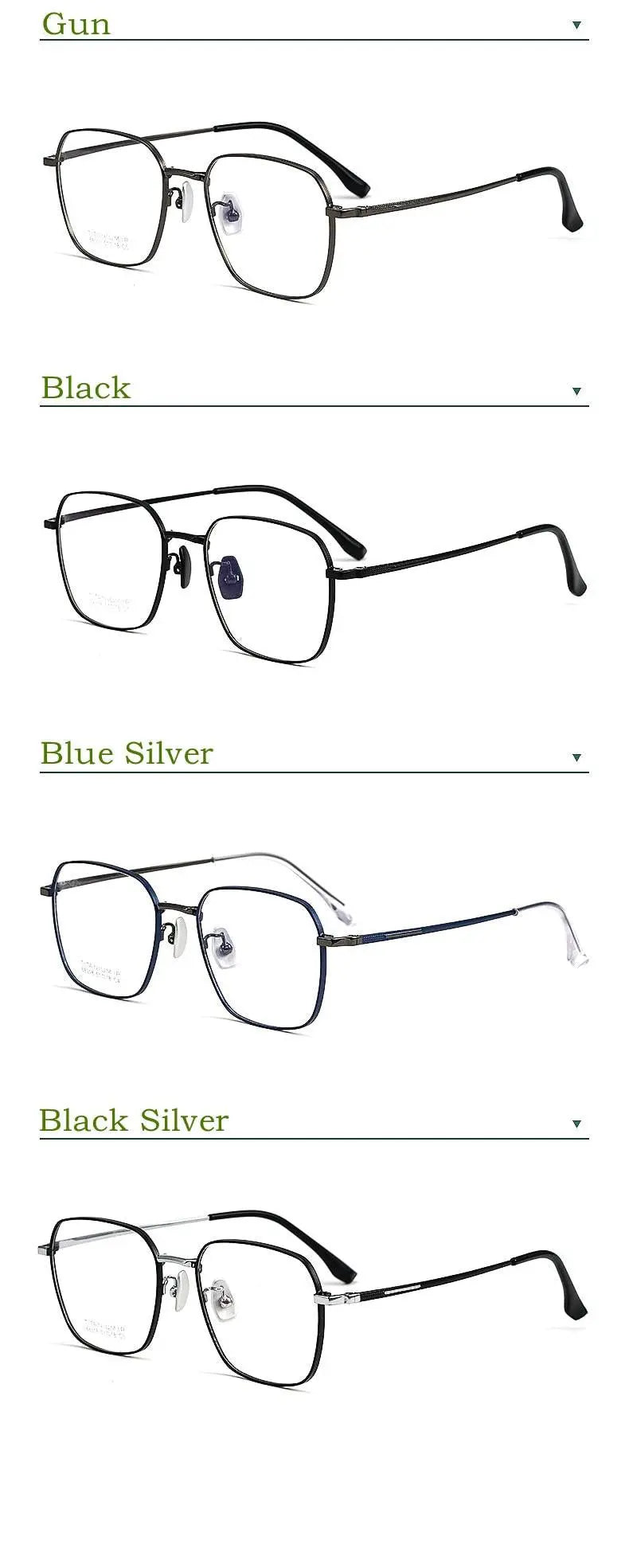 Unisex Square Full Rim Titanium Prescription Glasses 88318K — view 13 | Rx Spectacle