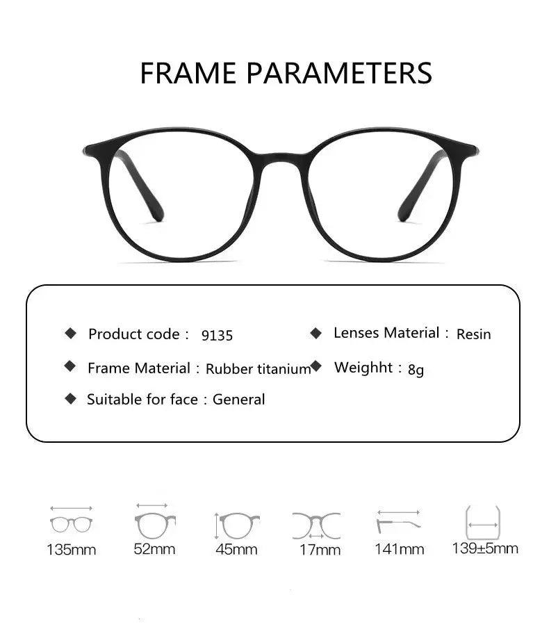 Unisex Round Full Rim Titanium Reading Glasses 9135 — view 9 | Rx Spectacle